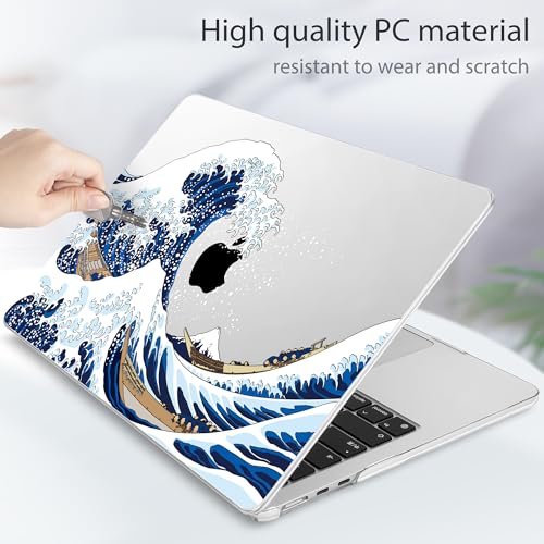 Image of Tuiklol for MacBook Air 13 inch Case M5 2026 M4 2025 M3 2024 M2 2022 Release Model A3449 A3240 A3113 A2681,Plastic Hard Shell Cover for MacBook Air 13.6 with Touch ID, Sea Wave