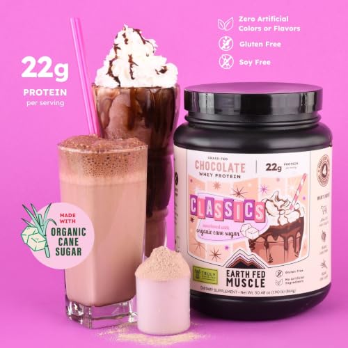 Image of Earth Fed Muscle Classics Chocolate Grass-Fed Whey Protein with Real Sugar Seasonal Flavor