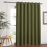 NICETOWN Window Treatment Sliding Door Curtain - Thermal Insulated Wide Width Solid Blackout Patio Glass Door Drape, Extra Wide Draperies (Olive Green, 100 inches Wide x 84 inches Long)