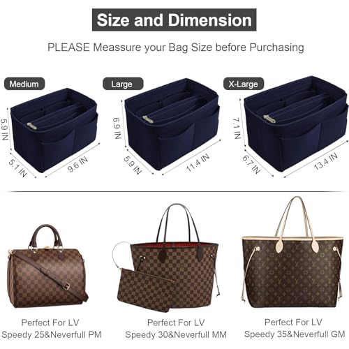 Image of Purse Organizer Insert, Handbag & Tote Organizer, Bag in Bag, Perfect for Speedy Neverfull and More