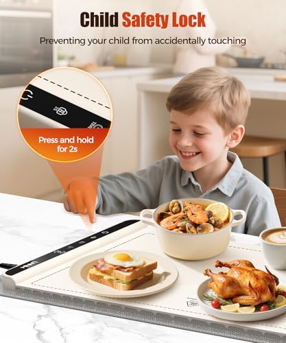 Image of Warming Mat for Food, 36x15 Inch,White, Fast Heat, Child Lock
