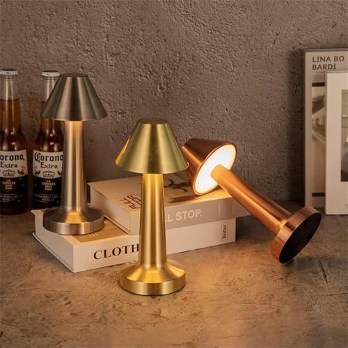 Image of blissbells Modern Rose Gold Table Lamp | Premium Metal Bedside Lamp with Warm Ambient Light for Home Decor