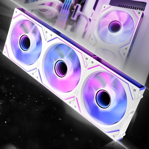 AsiaHorse Dawn Pro RGB 3 ventole per pc, 120 mm, reverse, daisy chain, Infinity Mirror, HDB, 71 CFM, 1850 r/min, 2,6 mm H2O, cavo PWN 4 poli e cavo ARGB 5V 3 poli, per Asus Aura, ASRock