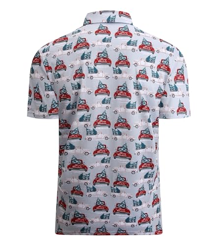 Alex Vando Mens Hawaiian Golf Shirt Moisture Wicking Digital Print Golf Shirts for Men