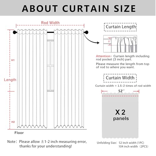 XWZO 100% Blackout Curtains 2 Panels - Heat and Total Light Blocking Thermal Insulating Back Tab & Rod Pocket Bedroom Curtains with Tiebacks for Nursery Rideaux, Biscotti Beige, W52 x L54 by XWZO - Image 7