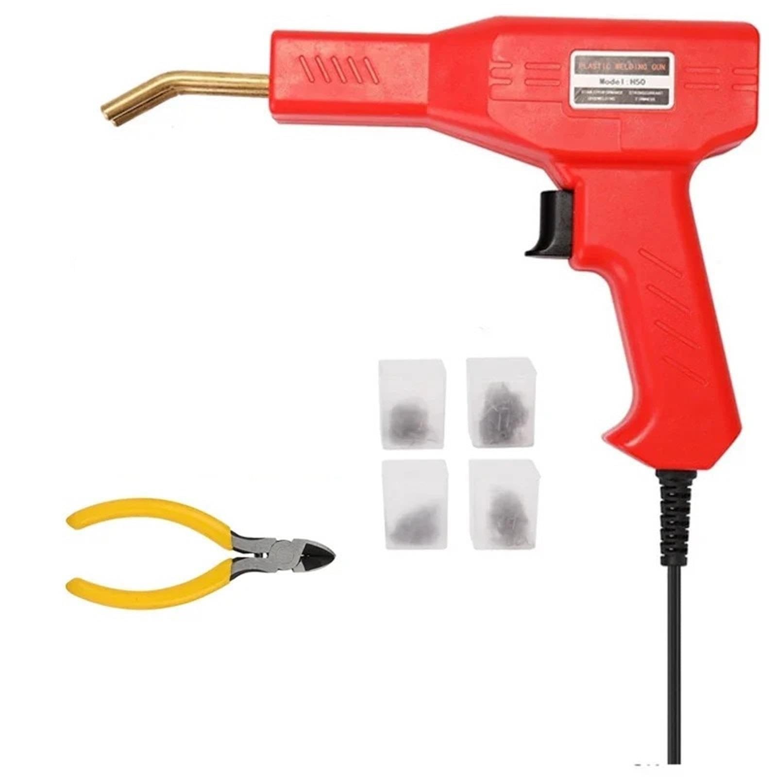 Kit profesional pistola para soldar plásticos: 4 grapas para parachoques coche, y herramientas reparación. Soldadora plástico. Plástico Soldadura Máquina