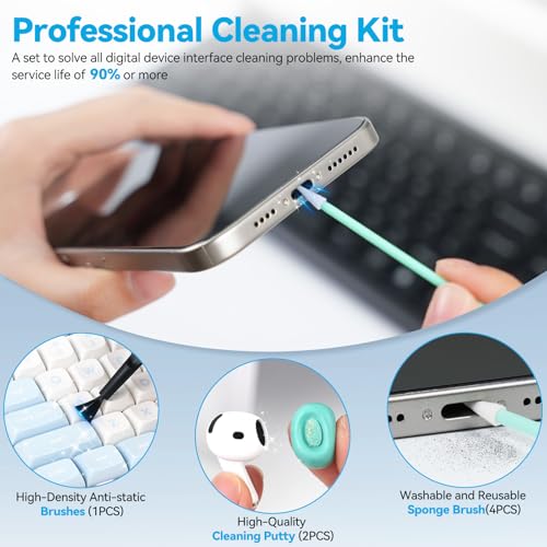 joremx 20 Pcs USB-C staubschutz Silikon, mit USB C Schutzkappe und Reinigungsknete, für iPhone 17/16/15/Air Series und Laptop Ladebuchse Schutz Zubehör–Schwarz