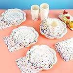 Colorful Birthday Plates and Napkins 200PCS Confetti Happy Birthday Party Plates Set Disposable Tableware Serve 50 for Art Paint Party Supplies Bubble Decorations-Colorful Paper Plates - Image 4