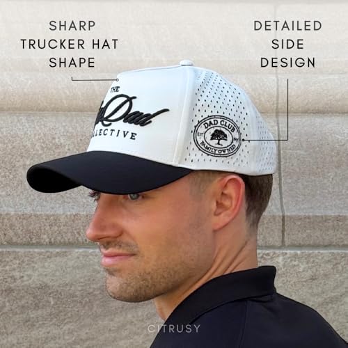 Image of CITRUSY Athletic Trucker Golf Hat | Performance Mens 5 Panel Cap | Cool Breathable Waterproof Workout Running Snapback