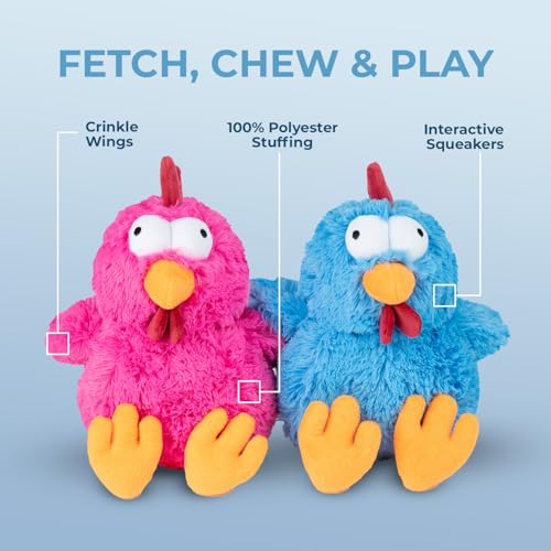 Image of Best Pet Supplies Interactive Squeaky Dog Chew Toy, Ideal Dog Toys for Chewers, Small, Medium & Large Dogs, and Fetch Lovers - Mrs. Cluck (Fuchsia), Large