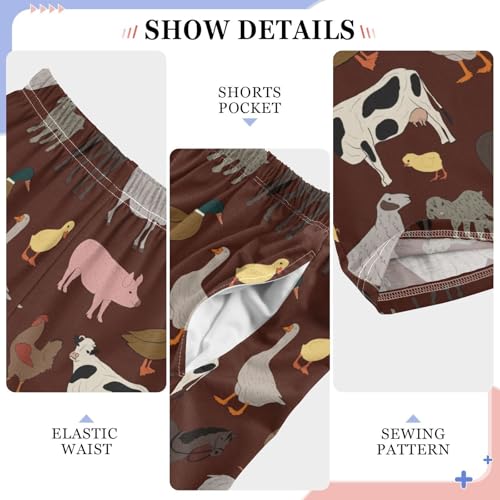 Chicken Duck Pig Boys Long Pants Soft Trousers Elastic Waist Kids Lounge Bottoms with Pockets S-XL4