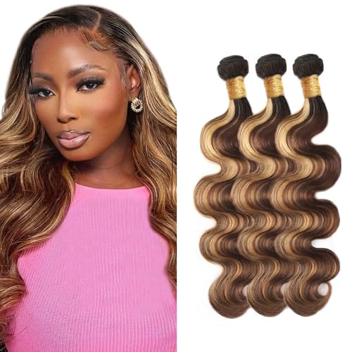 30 32 34 inch Brown Bundles Human Hair Ombre Highlight