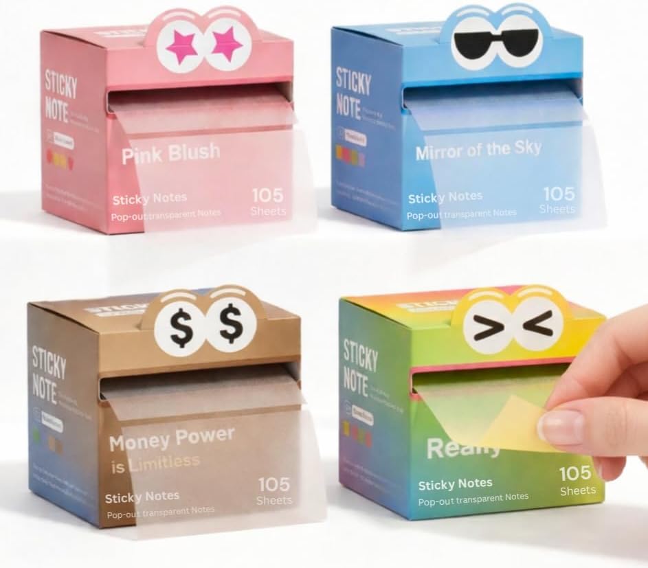 Amazon.com : Essence Goods Pull Out Transparent Sticky Notes 105 Sheet ...