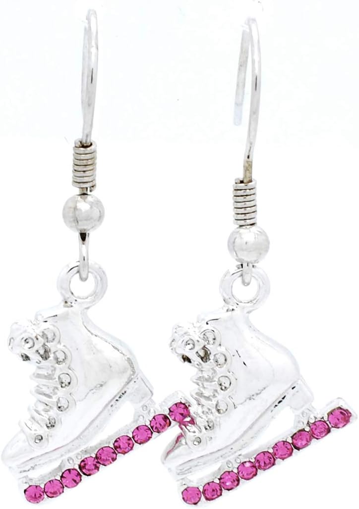 Violet Victoria & Fan Star Figure Skating Earrings, Ice Skate Earrings with Crystals, Post Style
