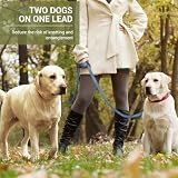 PETCOOZ Hundeleine 3 m Verstellbare Schleppleine, Verdickte Doppelleine Führleine für Hunde bis 30 kg für Kleine Mittelgroße Hunde, Freihandleinen Übungsleine aus Nylon mit 2 Karabiner, Dunkelblau