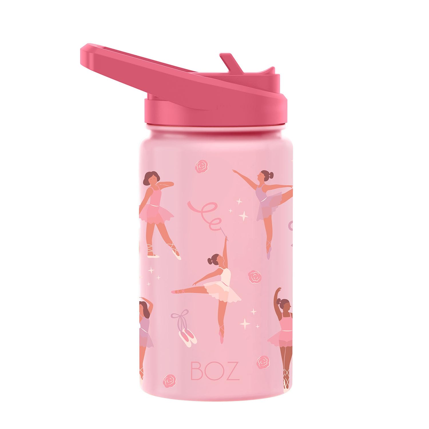BOZ Kids Water Bottle for School with Straw, Vacuum Double Wall Stainless Steel Insulated Water Bottles for Toddlers, Leak Proof & Spill Proof Cup, for Boys & Girls 14 oz (414 ml) Ballerina โ image 1