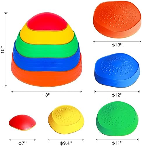 Miniatura 9 de 5 piedras de paso para niños, piedras de salto antideslizantes de equilibrio de plástico, juguetes de juego de coordinación para edades de 3, 4, 5,