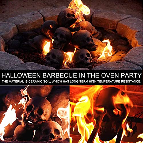 Lazy Tiger Fire Pit Skull, Reusable Ceramic Fireproof Fireplace Skull, For Parties, Bonfire, Fireplaces And Halloween Decor #TOP2