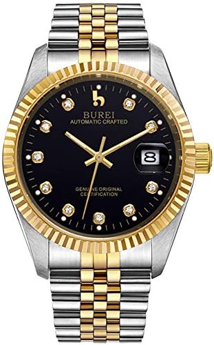 BUREI Men's Automatic Watch Scratch Resistant Synthetic Sapphire Glass with Date Display Stainless Steel Bracelet