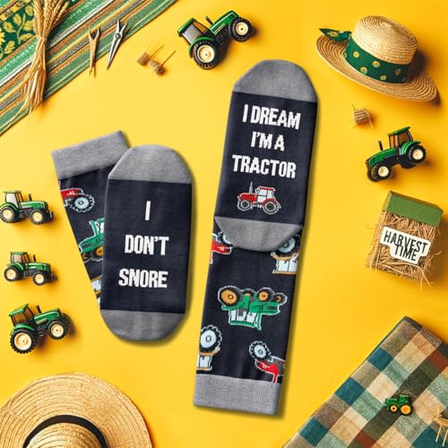 Zmart Tractor Gifts for Men - Tractor Socks, Novelty Farmer Socks for Adults, Vehicle Stocking Stuffers