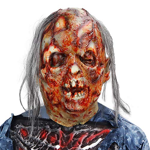 MOLEZU Scary Walking Dead Zombie Head Mask Vampire Mask for Adult Latex Creepy Halloween Horror Costume Decoration Props.