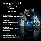 bugatti Męskie perfumy "Unlimited Blue" 100 ml I Woda toaletowa dla mężczyzn z cytryną, arbuzem, drzewem sandałowym, orzeźwiającym, dynamicznym i nowoczesnym, aromatycznym zapachem dla mężczyzn