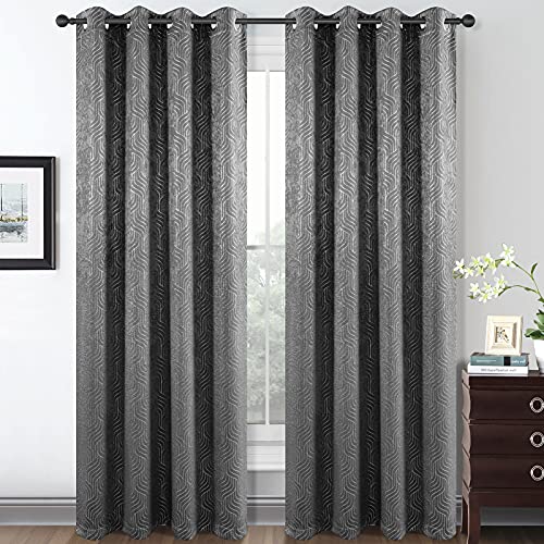 Lucky Rain Metallic Geometric Blackout Curtains for Bedroom Window Curtain Panel Thermal Insulated Decorative Drapes for Living Room,2 Panels of 52''x84''