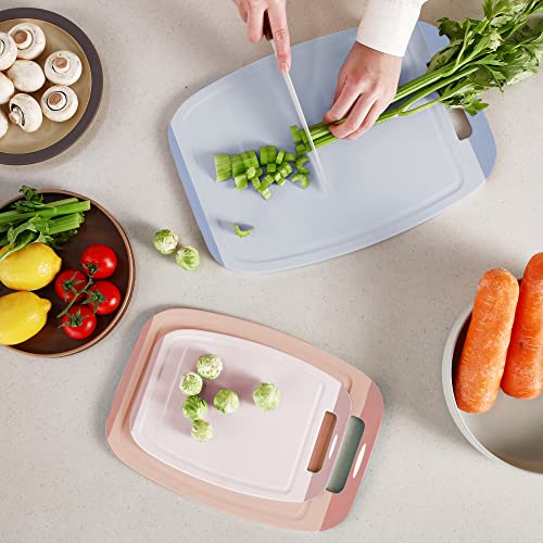 Neoflam Microban Protection Cutting Board 3 Piece Set, Stain & Odor/BPA Free, Reversable Board, Upgraded Larger Juice Groove, Non-Slip EZ Grip Handle, Dishwasher Safe, Pastel by Neoflam - Image 4