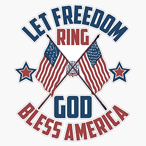god bless america window stickers - HOF Trading Let Freedom Ring God Bless America Vinyl Sticker Waterproof Decal Laptop Wall Window Bumper Sticker 5 in, HOF-VETERAN-STICKERS-4246