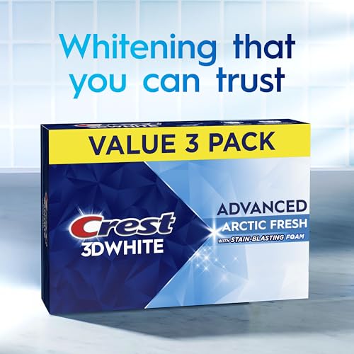 Crest 3D White Advanced Toothpaste, Arctic Fresh, 3.3 oz (Pack of 3), Whiter Teeth in 5 Days, Enamel Safe Fluoride Anticavity Toothpaste for Stain Removal and Prevention - image 9