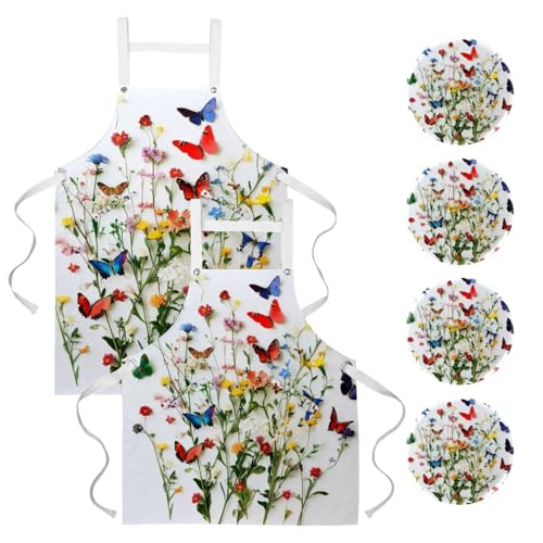 Tablier de cuisine imprimé fleurs sauvages pour ne plus tacher vos vêtements