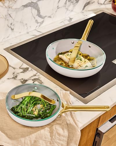 Image of Caraway Iconics Glass Lids Set for Pots and Pans - Made With Tempered Glass - Sized to Fit Caraway Ceramic-Coated & Stainless Steel Cookware - Includes 4 Sizes - 7 inch, 8 inch, 10.5 inch, & 11.8 inch