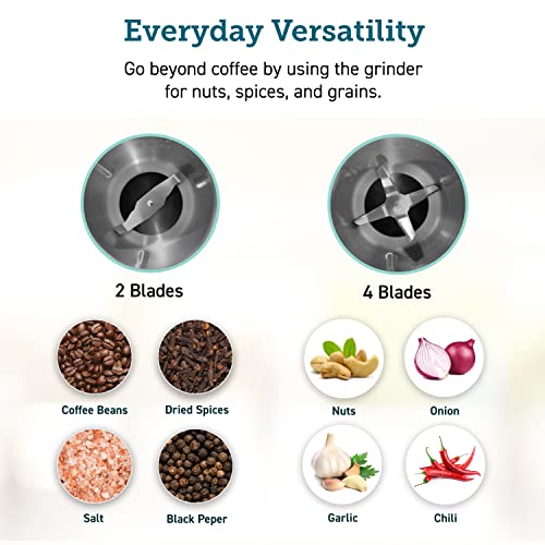 Cosori Electric Coffee Grinders For Spices, Seeds, Herbs, And Coffee Beans, Spice Blender And Espresso Grinder, Wet And Dry Grinder, Included 2 Removable Stainless Steel Bowls, Black #TOP1