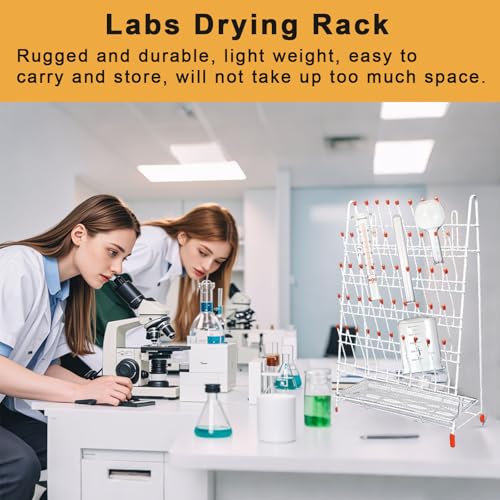 Heytaful Lab Drying Rack 55 Pegs Lab Glassware Rack Steel Wire Glassware Drying Rack Free-Standing Tube Drying Draining Rack for School Laboratory Utensils (55 pegs) by Heytaful - Image 7