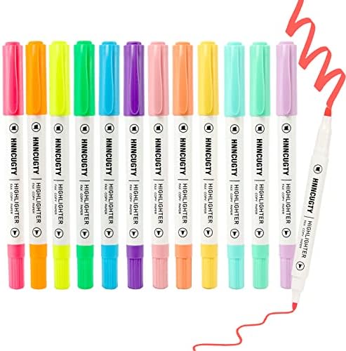 Highlighters, Pastel Highlighter Assorted Colors, Cute Dual Tips Highlighters Marker Pens, Chisel Tip, Aesthetic Highlighters for Journaling Note Taking College Preppy School Office Supplies,12 Colors