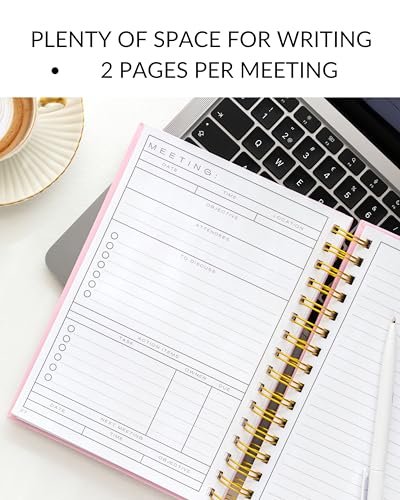 Meeting Notebook for Work Organization - 100+ Meetings Work Notebook For Note Taking - Meeting Notes Notebook For Work - Stay Productive with Meeting Planner Notebook 220 pages l A5 Size 8.5x6”