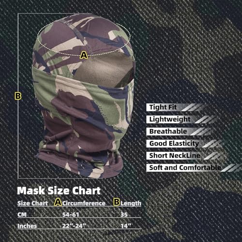 XY3545HS Máscara facial camuflada balaclava para homens e mulheres - caça, esqui, motocicleta, prote