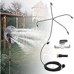 Ventilador Pulverizador Terraza CINEMON 6M DIY Nebulizador Terraza, Sistema de Enfriamiento Ventilador, Pulverización de Jardín con 4 boquillas de latón giratorias de 360°, Kit de Nebulización al Aire Libre para el Patio(19.6FT)