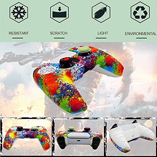 Image of Silicone Skin for Ps5 Controller, 2pcs Anti-Slip Shell Cover Case with 10 Joystick Grips, 2 Pairs L2 R2 for Playsation 5 Controller Wireless Gamepad