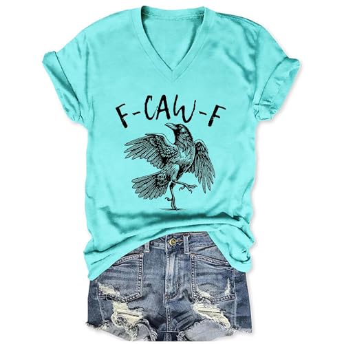F-Caw-F Crow Shirt, F Caw F T Shirt, Fcawf Crow Shirts, Casual Short Sleeve V Neck Graphic Tees Tops
