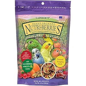 LAFEBER’S Sunny Orchard Nutri-Berries Pet Bird Food, Made with Non-GMO and Human-Grade Ingredients, for Cockatiels Conures Parakeets (Budgies) Lovebirds (Sunny Orchard 10 oz)