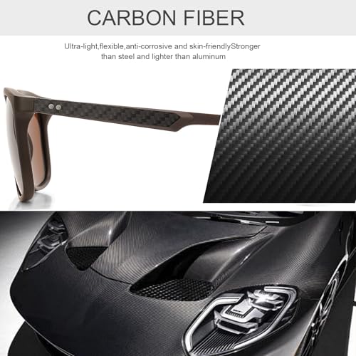 Men's Polarized Sunglasses UV400 Protection Carbon Fiber Frame Aviator Style for Driving Fishing Golf3