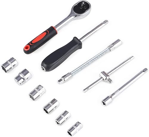 Miniatura 6 de QUNNIE Juego de llaves de trinquete de casquillo, 46 unidades de 14 de pulgada incluye juego de llaves de punta y varilla de extensión, kit de