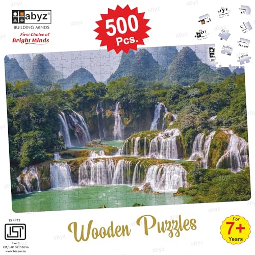 Image of ABYZ Wooden Jigsaw Natural Water Falls Puzzle with 500-Pieces Play and Learn Educational Puzzle 500 Pieces for Kids and Children Aged 7+ and Adults Toy for Improving Memory & Problem Solving