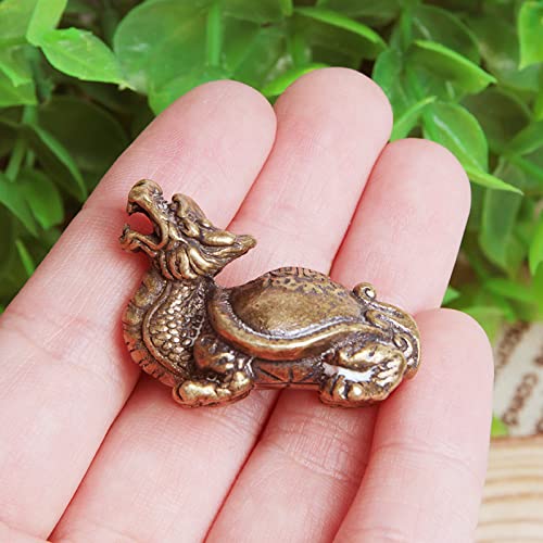 Estatua pequeña Fengshui Dragón Tortuga cobre 2 piezas miniatura 2