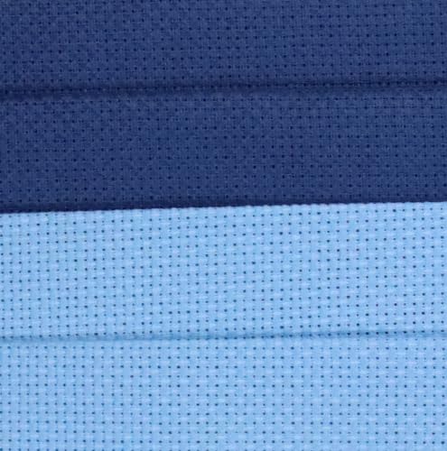 Image of KCS 4 /6 pc of 12 inch x 18 inch(30cmx45cm) 16 Count Cotton Aida Cloth Cross Stitch Fabric (4 pc, Light Blue+Jeans Blue)