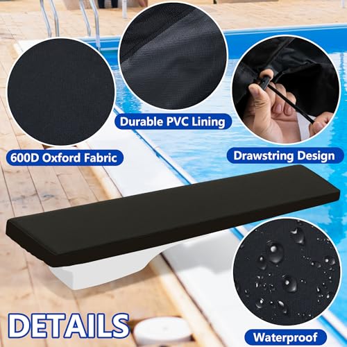 Adnee 10 Ft Pool Diving Board Cover,600D Oxford Weatherproof Diving Board Cover,UV Resistance Diving Board Protective Cover for Summer Winter Outdoor Climatic Dust Prevention