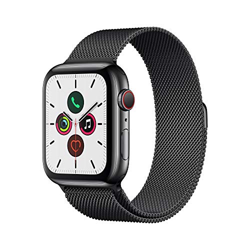 Image of Apple Watch Series 5 (GPS + Cellular, 44mm) - Space Black Stainless Steel Case with Black Milanese Loop