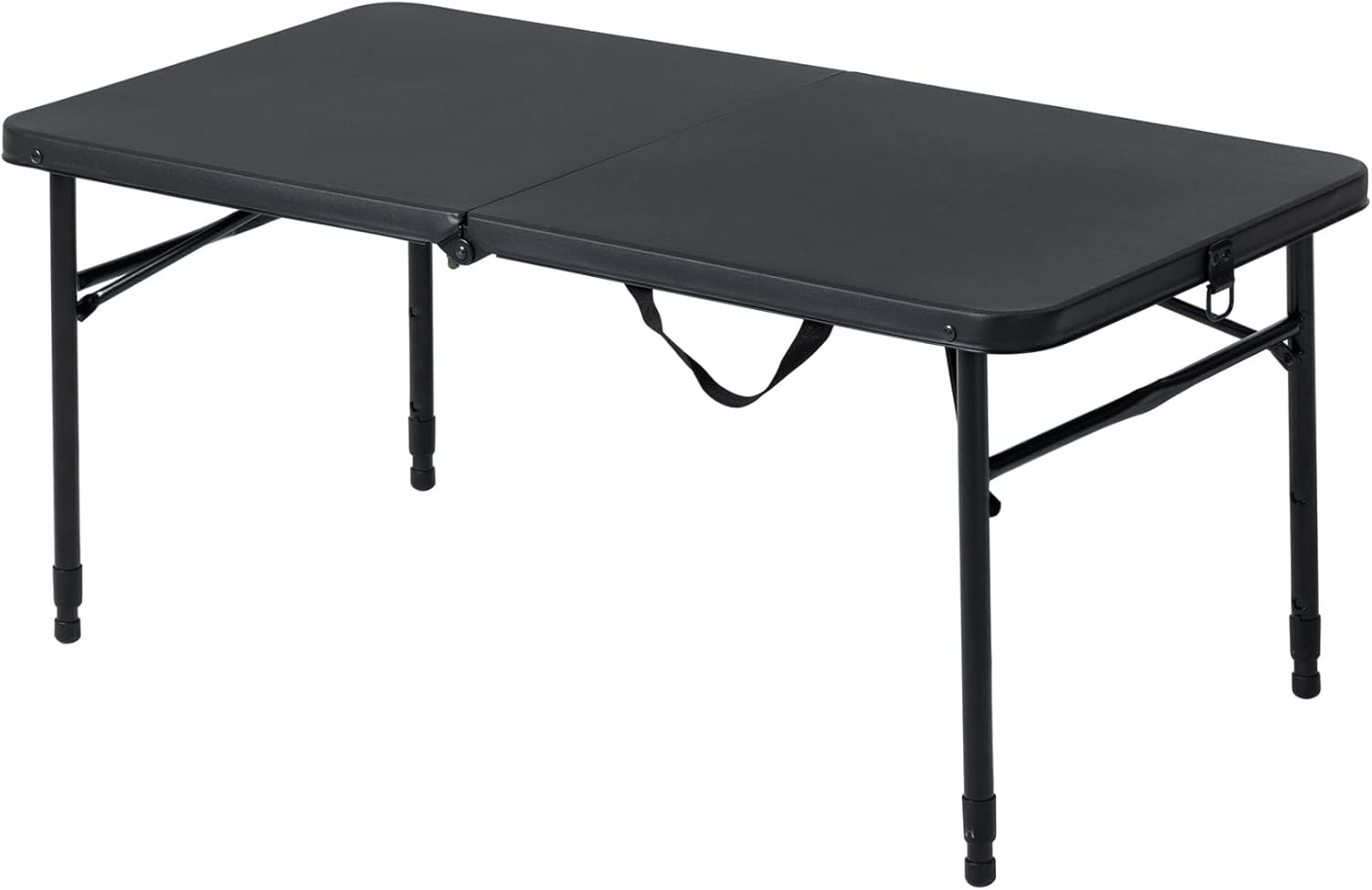 40 L x 20 W Plastic Adjustable Height Fold-in-Half Folding Table, Rich Black Onecolor