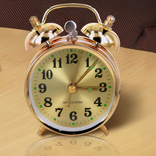 Reloj mecánico silencioso dorado de estilo vintage con asa superior 3